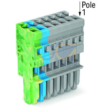1-conductor female connector, CAGE CLAMP&reg;, 4 mm&sup2;, gray/blue/green-yellow