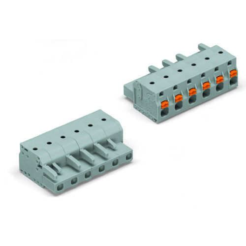 1-conductor female connector, push-button, Push-in CAGE CLAMP&reg;, gray