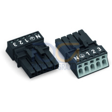 Socket, 5-pole, Cod. A, black