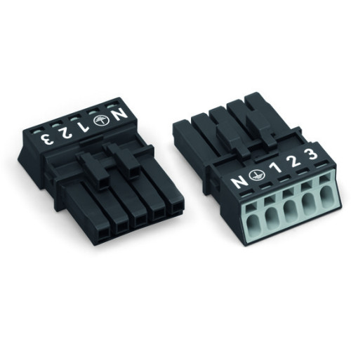 Socket, 5-pole, Cod. A, black