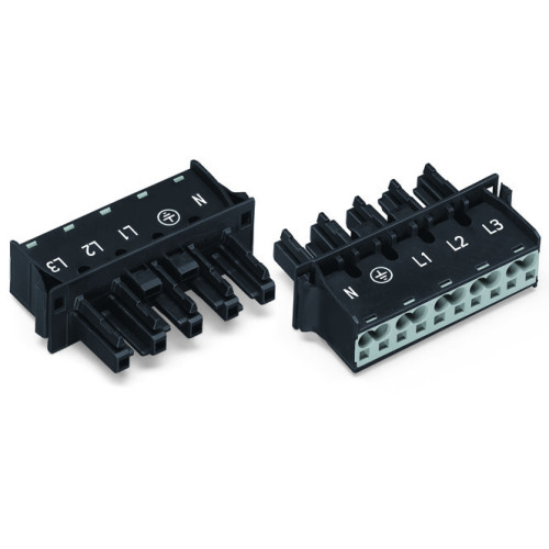 Snap-in socket, with protruding mating face, 5-pole, black