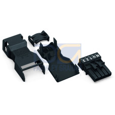 Socket, with strain relief housing, 5-pole, black