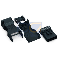 Plug, with strain relief housing, 5-pole, black