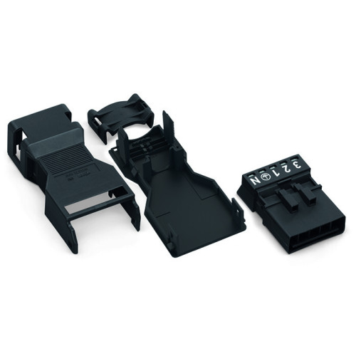 Plug, with strain relief housing, 5-pole, black