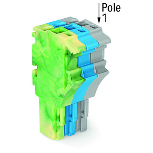 1-conductor female connector, Push-in CAGE CLAMP&reg;, 4 mm&sup2;, green-yellow/blue/gray