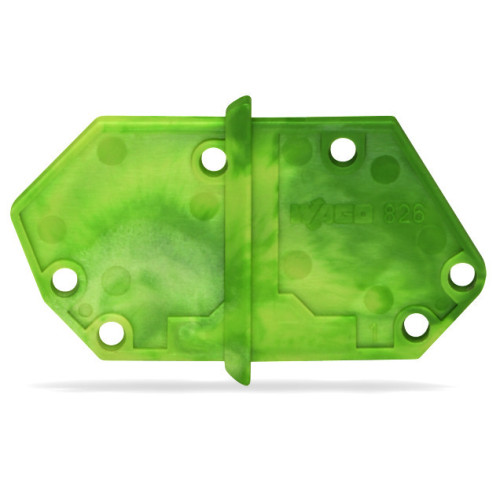 End plate, snap-fit type, 1.5 mm thick, green-yellow