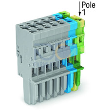 1-conductor female connector, CAGE CLAMP&reg;, 4 mm&sup2;, green-yellow/blue/gray