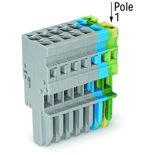 1-conductor female connector, CAGE CLAMP&reg;, 4 mm&sup2;, green-yellow/blue/gray