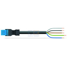 pre-assembled connecting cable, Eca, Socket/open-ended, blue