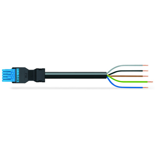 pre-assembled connecting cable, Eca, Socket/open-ended, blue