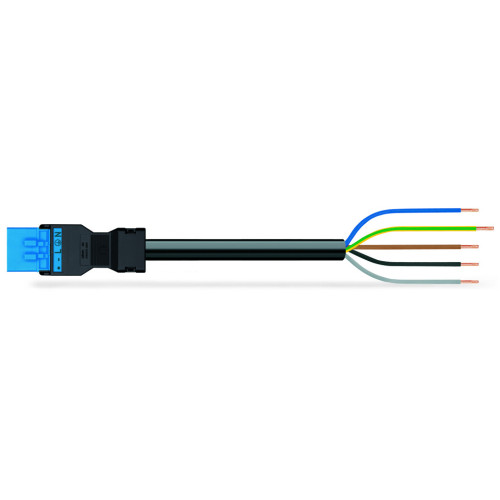 pre-assembled connecting cable, Eca, Plug/open-ended, blue