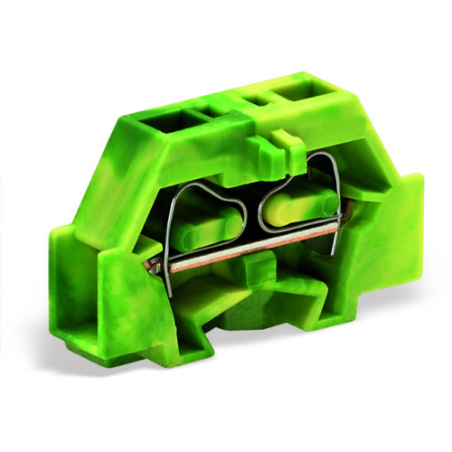 2-conductor terminal block, without push-buttons, with fixing flange, green-yellow