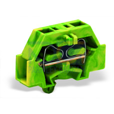 2-conductor terminal block, without push-buttons, with snap-in mounting foot, green-yellow