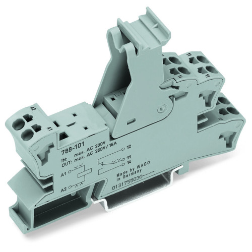 Relay socket, 2 changeover contacts, for 25 mm basic relays, gray