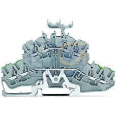 4-conductor double deck terminal block, Ground conductor/through terminal block, 2.5 mm&sup2;, gray