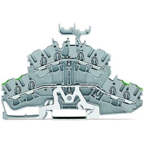 4-conductor double deck terminal block, Ground conductor/through terminal block, 2.5 mm&sup2;, gray