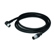 Sensor/Actuator cable, M8 socket, angled, M12A plug, straight, 4-pole, Length: 1 m