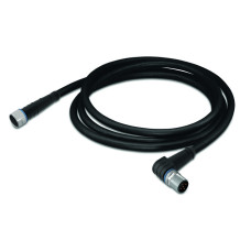 Sensor/Actuator cable, M8 socket, straight, M12A plug, angled, 4-pole, Length: 1 m
