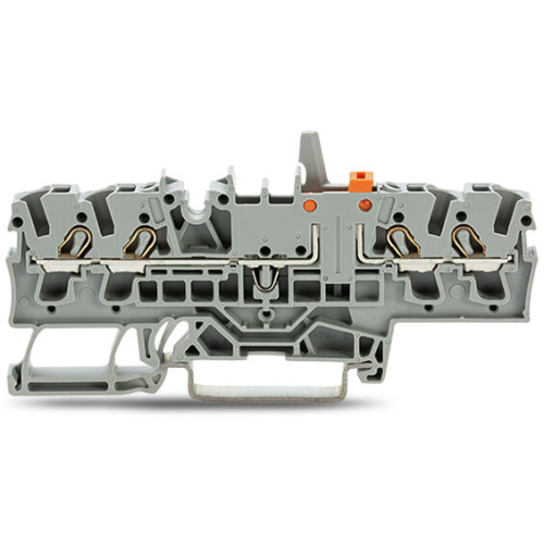 4-conductor disconnect/test terminal block, with mechanical interlock, with test option, gray