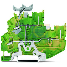 2-conductor/2-pin, double-deck carrier terminal block, 2-conductor/2-pin ground terminal block, 2.5 mm&sup2;, green-yellow