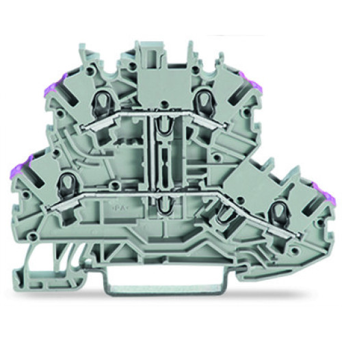 Double-deck terminal block, 4-conductor through terminal block, L, gray