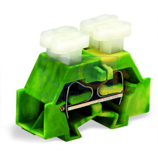 4-conductor terminal block, on both sides with push-buttons, with fixing flange, green-yellow