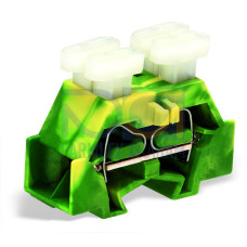 4-conductor terminal block, on both sides with push-buttons, with snap-in mounting foot, green-yellow