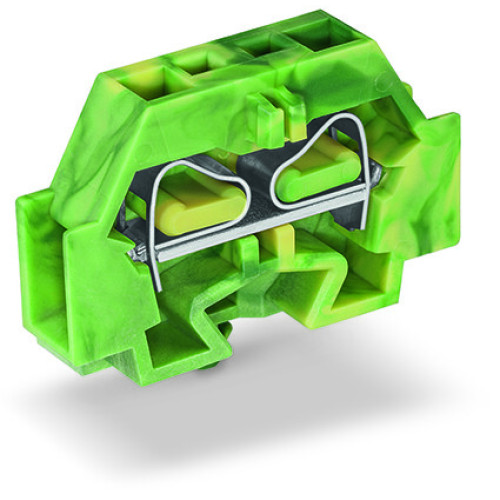 2-conductor terminal block, without push-buttons, with snap-in mounting foot, green-yellow