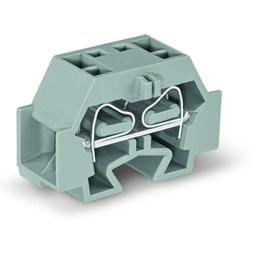 4-conductor terminal block, without push-buttons, with snap-in mounting foot, gray