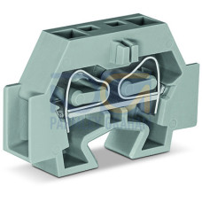 Space-saving, 2-conductor end terminal block, without push-buttons, without protruding snap-in mounting foot, gray