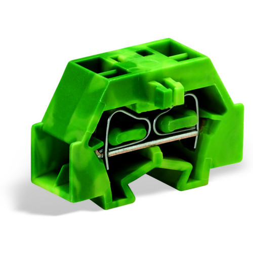 4-conductor end terminal block, without push-buttons, without protruding snap-in mounting foot, green-yellow