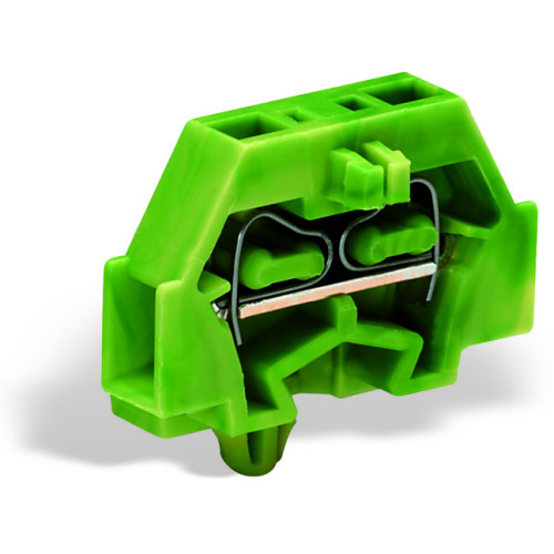 2-conductor terminal block, without push-buttons, with snap-in mounting foot, green-yellow