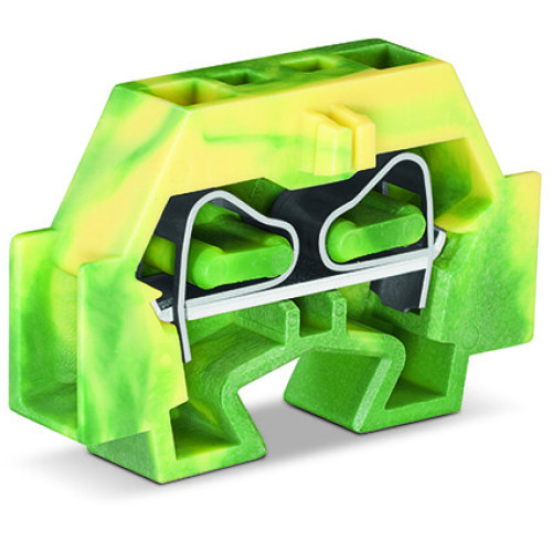 2-conductor terminal block, without push-buttons, without protruding snap-in mounting foot, green-yellow