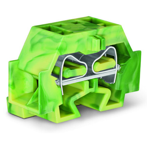4-conductor terminal block, without push-buttons, with fixing flange, green-yellow