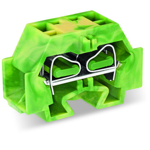 4-conductor terminal block, without push-buttons, with snap-in mounting foot, green-yellow