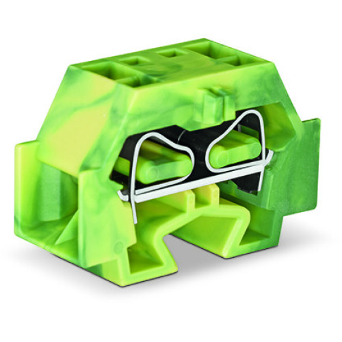 4-conductor terminal block, without push-buttons, with snap-in mounting foot, green-yellow
