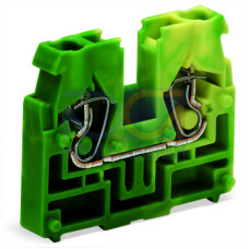 2-conductor end terminal block, without push-buttons, with fixing flange, green-yellow