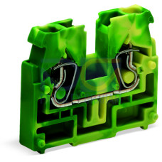 2-conductor center terminal block, without push-buttons, without snap-in mounting foot, green-yellow