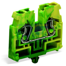 2-conductor end terminal block, without push-buttons, with snap-in mounting foot, green-yellow