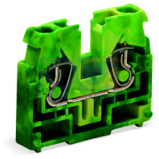 2-conductor end terminal block, without push-buttons, without snap-in mounting foot, green-yellow