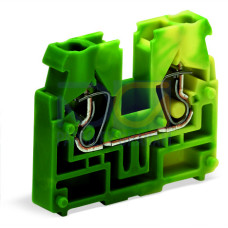 2-conductor end terminal block, without push-buttons, with fixing flange, green-yellow