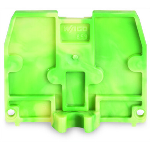 End plate, with fixing flange M4, 2.5 mm thick, green-yellow