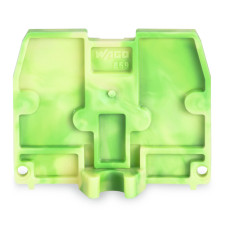 End plate, with fixing flange M4, 2.5 mm thick, green-yellow