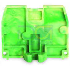End plate, with fixing flange M3, 2.5 mm thick, green-yellow