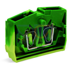 2-conductor center terminal block, without push-buttons, 1-pole, green-yellow