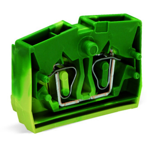 2-conductor center terminal block, without push-buttons, 1-pole, green-yellow