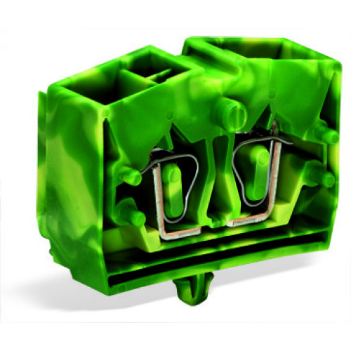 4-conductor terminal block, without push-buttons, with snap-in mounting foot, green-yellow