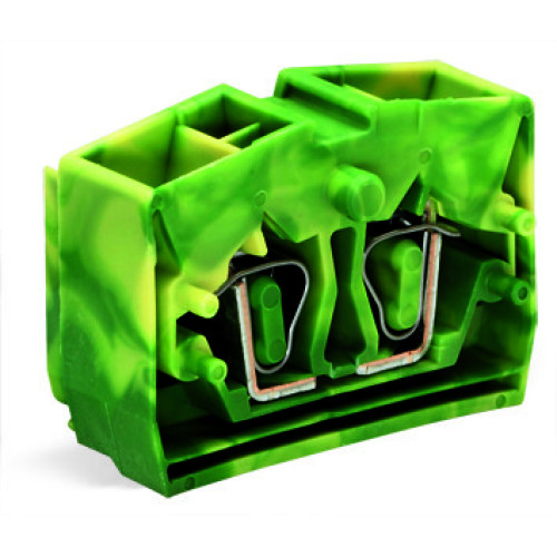 4-conductor center terminal block, without push-buttons, 1-pole, green-yellow