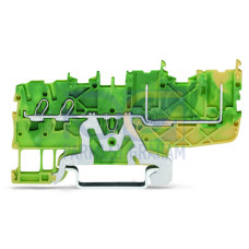 2-conductor/2-pin ground carrier terminal block, for DIN-rail 35 x 15 and 35 x 7.5, Push-in CAGE CLAMP&reg;, green-yellow