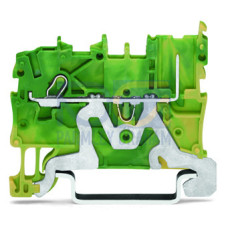 1-conductor/1-pin ground carrier terminal block, for DIN-rail 35 x 15 and 35 x 7.5, Push-in CAGE CLAMP&reg;, green-yellow